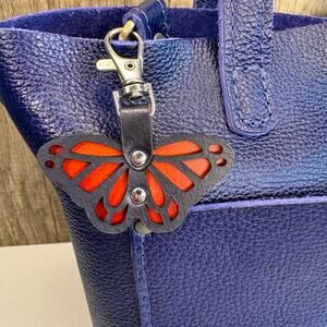 Butterfly Charm Genuine Leather Purse Charm Butterfly Keychain Crossbody NEW